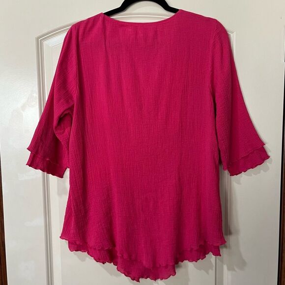 SOFT SURROUNDINGS Siesta Key Tunic Raspberry Daiquiri Pink Blouse Women’s Small - Picture 3 of 5